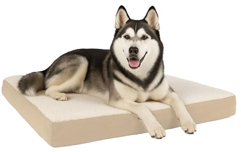 Petmaker Letto Ortopedico per Cani, Tappetino in Memory Foam a 2 Strati con Fodera Sherpa Lavabile in Lavatrice, 44 x 35 cm, per Cani di Taglia Grande Fino a 45,4 kg (Marrone Chiaro)