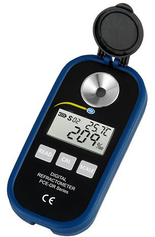 Wasserdichtes Digital Refraktometer PCE-DRS 1 zur Bestimmung des Salzgehaltes in% und €° Refraktionsindex