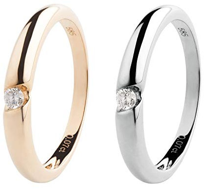 Ardeo Aurum Damenring aus 585 Gold Gelbgold mit 0,07 ct Diamant Brillant Verlobungsring Solitär-Ring