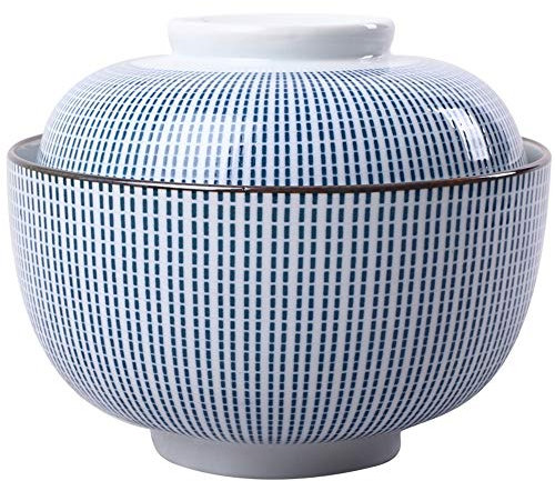 LIXUE Tazón de sopa de cerámica con tapa y asa Tazón de fideos instantáneos Ensalada de frutas Arroz Huevo cocido al vapor Estofado Cubilose Taza Mezcla Sirviendo Tureen Horno Microondas Caja fuerte