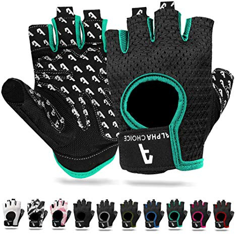Alphachoice Trainingshandschuhe Fitnesshandschuhe Kraftsport Damen Herren | Bodybuilding Handschuhe Sporthandschuhe ohne Handgelenk | Für Krafttraining Gewichtheben (Türkis, XS)