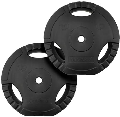ScSPORTS® Hantelscheiben - 2er Set (1,25/2,5/5/10/15kg), Ø 30/31mm, Tri-Grip, Zement, Kunststoff, Schwarz - Hantelscheiben-Set, Gewichtsscheiben, Fitness Scheiben (20 kg (2 x 10 kg))