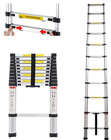 Escabeau télescopique 3,2 m - Échelle multifonction en aluminium de qualité supérieure avec une charge maximale de 150 kg