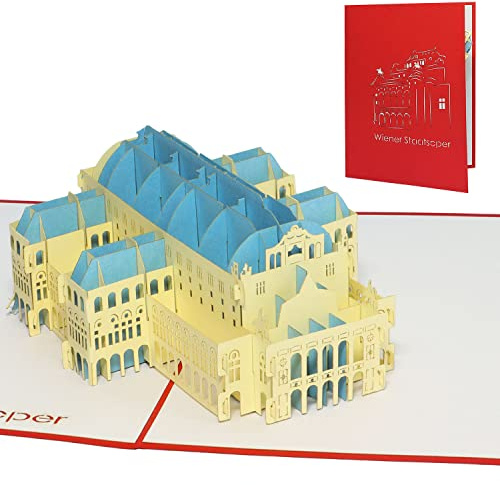 LIN17331, Pop Up Karte Wien, Österreich Reisegutschein, Pop Up Karten Österreich, POP UP Karten Geburtstag, Pop Up Geburtstagskarte, Geschenkgutschein Städtetrip Grußkarten, Wiener Staatsoper, N261