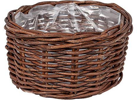 LEBENSwohnART Pflanzkorb Verona-Rund ca. D30cm Natural Brown Rattan Blumenkasten Blumenkorb