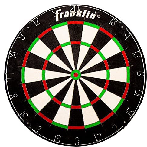Franklin Sports Offizielle Dartscheibe – Professionelle Größe 45,7 cm Borsten selbstheilende Dartscheibe – Metall-Zahlenring – Dartscheibe mit Stahlspitze, Schwarz