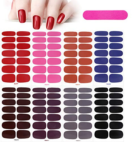 MWOOT 8 Fogli Unghie Adesivi Decalcomanie,Tinta unita Autoadesivo Nail Art Stickers, Adesivo Smalto per Unghie Manicure le Punte Decorazioni