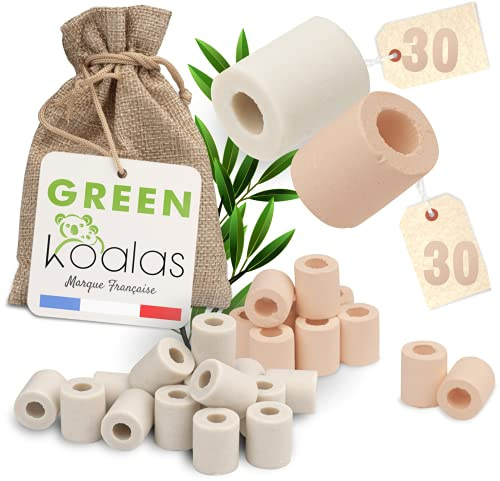 GREEN KOALAS | 60 Perles de Céramique EM® Roses X30 + Grises X30 Pack Purificateur Naturel Filtration Eau du Robinet Carafe Fontaine Gourde Machine à café Bouilloire Billes filtre anti calcaire chlore