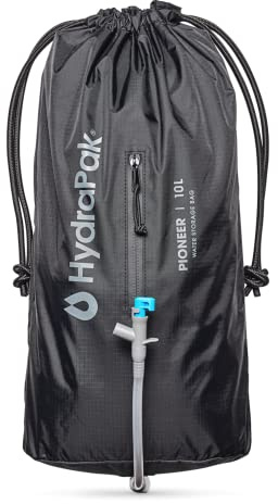 Hydrapak Pioneer - Collapsible Water Storage and Dispensing System (6L or 10L) - BPA & PVC Free Camping Hydration Bladder/Reservoir and Sleeve, Black
