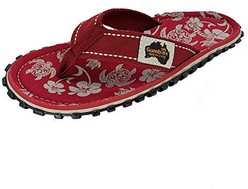Gumbies Originals Rot - Flip Flops aus recycelten Materialien - profilierte Sohle aus wiederverwerteten Autoreifen, weiches Fußbett aus Canvas-Baumwolle, bequemer Baumwoll-Zehensteg, Pacific Red, 40