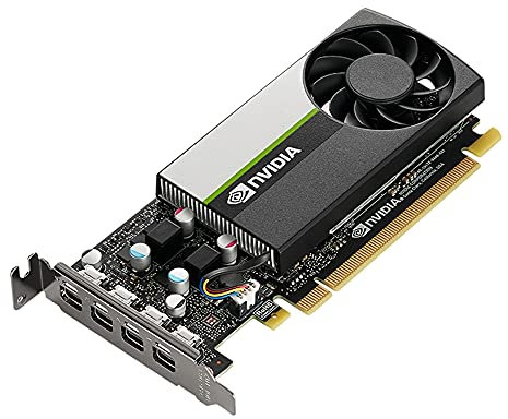 PNY NVIDIA T1000 8 GB Professional Graphic Card 8GB GDDR6 PCI Express 3.0 x16, Single Slot, 4x Mini-DisplayPort, 8K Support, Ultra-quiet active fan (VCNT1000-8GB-PB)