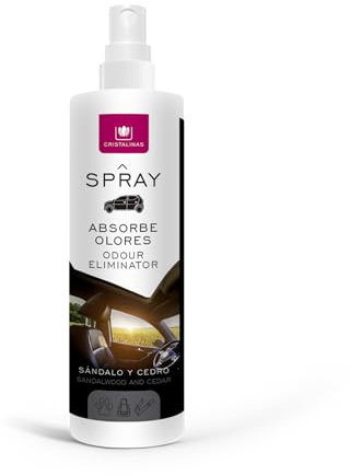 CRISTALINAS Spray ambientador absorbe olores coche 100ml (Sándalo y Cedro)