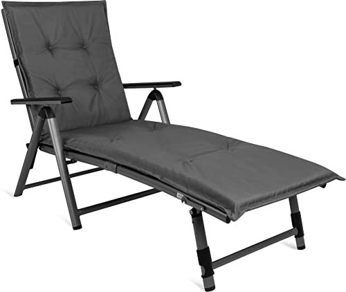 normani Gartenliege Auflage Sonnenliege Polster Polsterauflage mit weicher 6 cm Füllung - Liegepolster aus wasserdichtem Material und Befestigungsbändern 195x55 cm Farbe Anthrazit