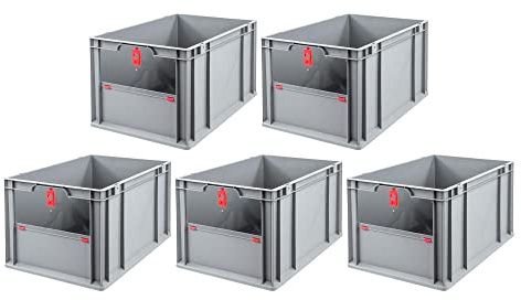 SparSet 5x Eurobox NextGen Insight Cover | HxBxT 32x40x60 | 65 Liter | Hoch/Rot | Eurobehälter, Transportbox, Transportbehälter, Stapelbehälter