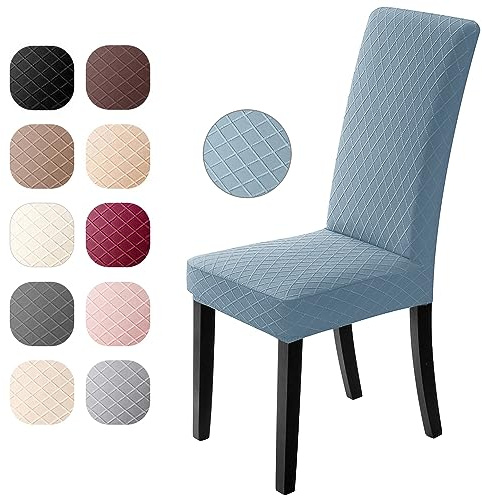 Stuhlhussen 4er Set Universal Stretch Stuhlhussen Moderne Jacquard Husse Abnehmbare Stuhlbezug Abdeckung Esszimmer überzug Bi-Elastic Spannbezug,für Bankett Deko und Hochzeit Partys(Blau,4 er Set)