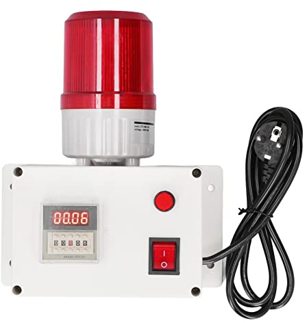 Sirène D'alarme Industrielle 110 DB, Sirène D'alarme de Lumière Stroboscopique Intelligente, Temporisation Extérieure, 5 Touches avec Oreilles de Montage, Prise UE 220 V