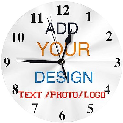 Lawenp Reloj de Pared Personalizado con imágenes, Texto de Imagen de Reloj de Foto Personalizado, decoración Personalizada para Sala de Estar, los Mejores Regalos para el hogar de PVC silencioso