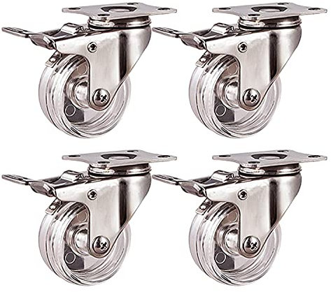 Bürorollen, 40 mm, Möbelrollen, 4 Stück, Tragkraft: 75 kg, Halterung aus Edelstahl (C (4 Stück))
