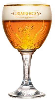 Grimbergen Bicchiere di birra sul piede 33cl - Birra Vetro 0,33 l - Forma convessa - 330 ml