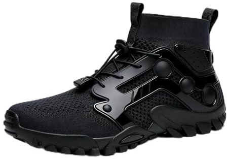 ANUFER Hommes Respirant Baskets Montantes en Plein Air Chaussures De Randonnée Antidérapant Léger Cheville Bottes De Randonnée Noir SD5A1031 EU38