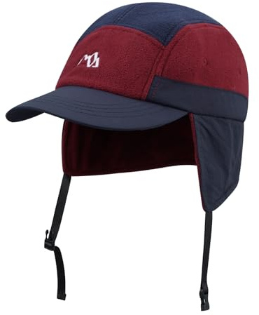 CLAPE Winter Basecap mit Ohrenklappen Warme 5 Panel Cap Fliegermütze | Winddicht,Verstellbar Winter Baseball Cap mit Kinnriemen für Herren,Damen,Outdoor,Reisen,Alltag,Ski,Cycling