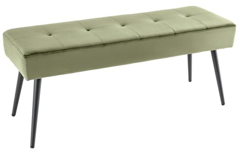 Riess Ambiente Sitzbank Boutique - 100cm - grün schwarz - Samt Metall-Beine | montiert geliefert, hohe Belastbarkeit, hoher Komfort, pflegeleicht, Industrial Design, angenehme Haptik
