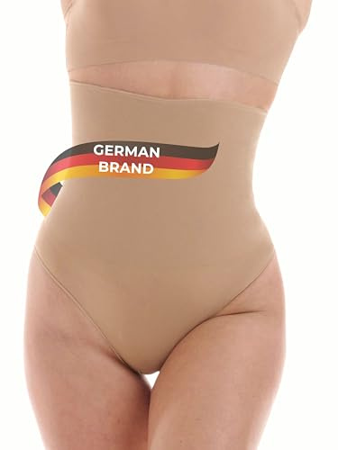 TONEST Shapewear Damen - Bauchweg Shaping-String - High Waist - Figurformend - Shape-Unterwäsche - Miederstring - hohe Taille - 1000-MS-CC (42-44, Beige)
