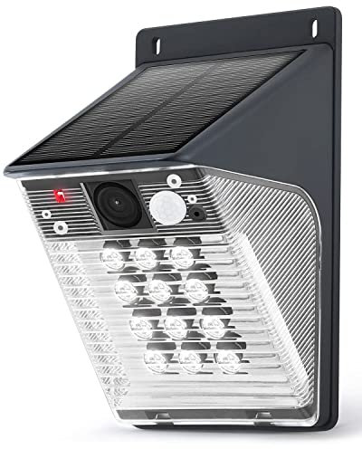 ENSTER Solar-Sicherheitskamera drahtlos im Freien, 1080P Flutlicht-Kamera im Freien für die Haussicherheit, 2,4GHz WiFi, Bewegungserkennung, Farbe Nachtsicht, 2-Wege-Audio, IP66 wasserdicht