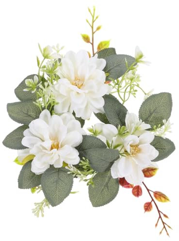 Yardenfun Couronne Artificielle 23 Cm Anneau De Bougie Décoration De Table Mariage Fleurs Simulées pour Photographie Et Fête