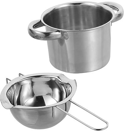 Hoement Double Boiler Pot Set 14cm Stainless Steel Chocolate Melting Pot 400ml for Candy and Cheese Melting