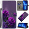 GLANDOTU Case for Huawei Mate 20 Pro Phone Case,Multi-Pattern PU Leather Wallet Flip Case with [Standing Function] [Card Holder] [Wrist Strap] for Huawei Mate 20 Pro -Purple Rose