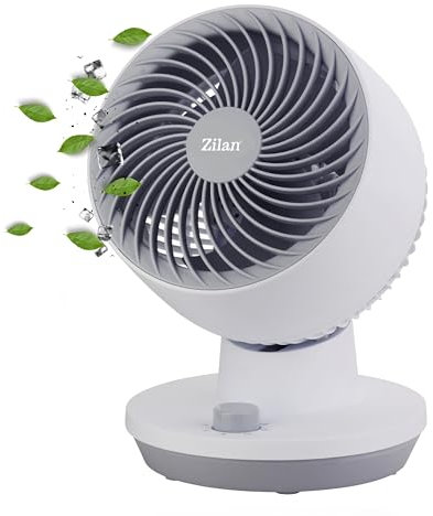 Zilan Tischventilator sehr leise Lüfter kleine 3 Ebenen Energieeinsparung geeignet für Büro Schlafzimmer Windmaschine Miniflan Luftkühler Lüfter Miniflüfter Tischventilator (Gala Grey)