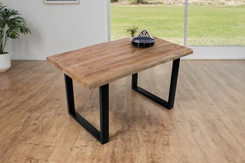 SAM Esstisch Cali 160x85 cm Mangoholz Natur/rau U-Gestell schwarz