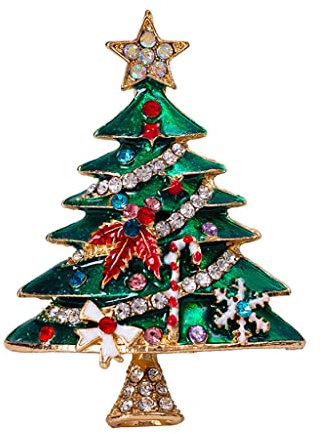 Dcaknri Broche en forme d'arbre de Noël pour strass - Tendance - Décoration de fête - Bijoux pour femmes et filles