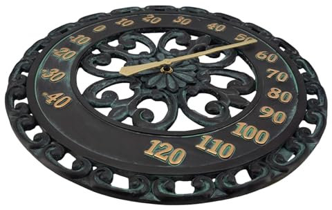 Termómetro colgante para jardín, termómetro decorativo para colgar, termómetro decorativo para garaje, terraza, patio trasero, pared exterior, valla. El termómetro colgante para jardín está hecho de