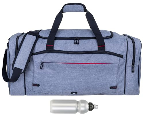 Accent Elephant Sporttasche 69 cm groß Gym Bag Nassfach 1358 XL Grau + f | Tasche Sport Damen Herren Reisetasche 55 L mit Trinkflasche Hellgrau Sauna Fitness Reise Weekend