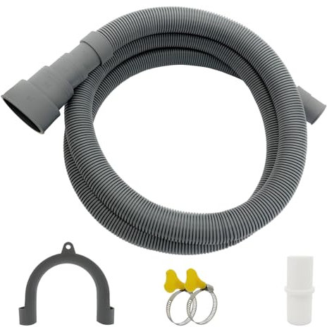 1.5m Manguera de Lavadora, Alargador Tubo de Desague Lavadora, Manguera de Desagüe Universal con Tipo U Soporte, 2 Abrazaderas y 1 Soporte, para Lavadora y Lavavajilla y Secadora, Tubo Desagu