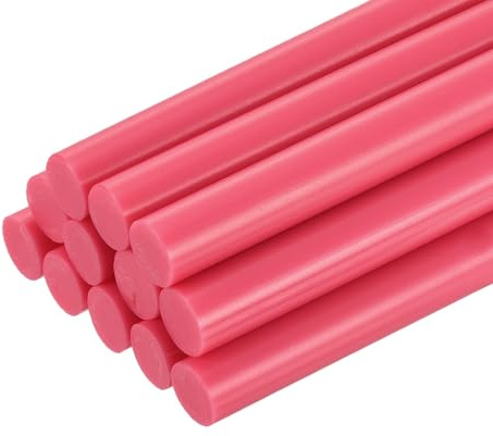 QUARKZMAN 12Pz Stick Colla a Caldo Mini per Pistola per Colle 11mm x 100mm Colla a Caldo Bastoncini Grandi Ricariche, Rosso Pallido