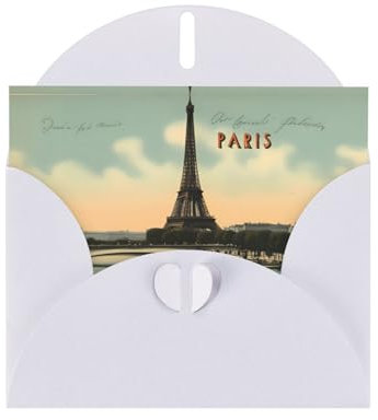 White WHJDPP Paris Vintage Postkarte Drucke Grußkarte für Weihnachten, Geburtstage und besondere Anlässe