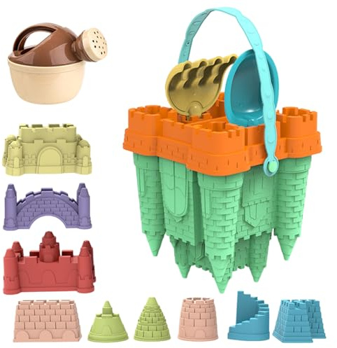 Kit de construcción de Castillos de Arena, 14 Piezas/Set de plástico Juguetes de Playa con moldes de Castillo de Arena, Juguetes de portátiles para niños Regalos.