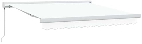 vidaXL Einziehbare Markise Weiß 300 x 250 cm Stoff und Metall, Moderner Garten-Sonnenschutz, rechteckig, ausziehbar, robuster Schatten, stylisches Outdoor-Zelt für Terrasse und Patio