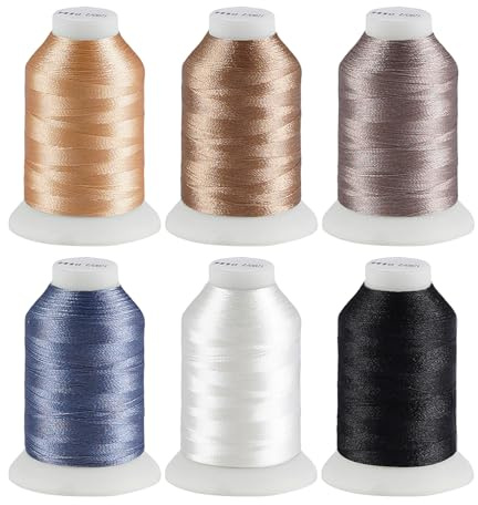 ilauke 6 färger polyester maskiner broderigarn, 500 m (550 Y) maskinbroderigarn, sygarn, sygarset, för armband broderi, hantverk, quiltning, symaskin