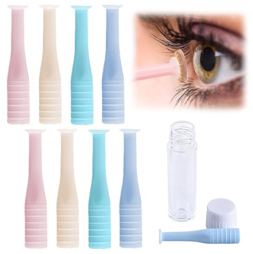 JRYXDS 8 Pezzi Inseritori Per Lenti A Contatto In Silicone, Applicatori Lente Di Contatto E Rimuovi Ventose, Rimozione Lenti Dure Viaggio Rigide E Morbide