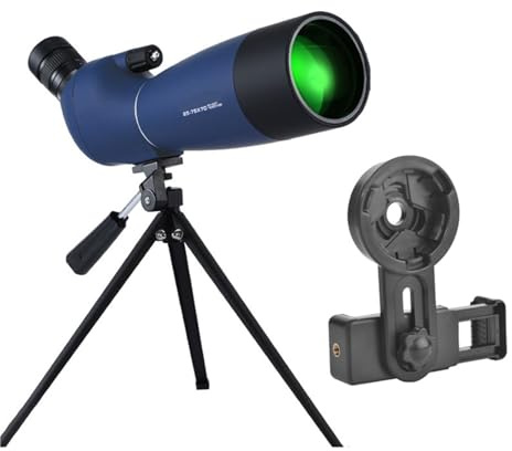 25-75x70 Zoom HD Monokulärt Kikarsikte FMC Vattentätt Teleskop Med Stativ For Fotografering Fågelskådning Camping Jaktoptik Kikarsikte LäTt Att AnväNda(BlueWith Tripod clip)
