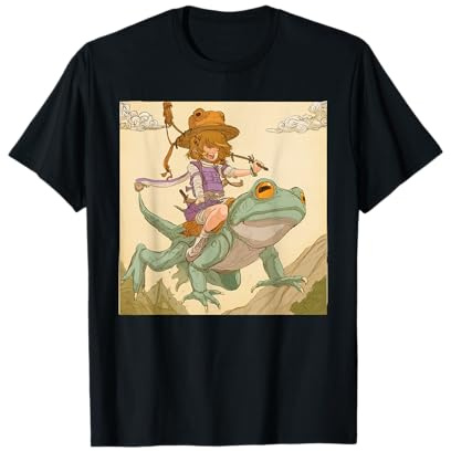 Camiseta Dreamy Anime Girl and Frog - Caprichosa Kawaii Frogcore Camiseta