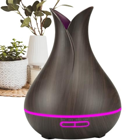 Humidificador de aire, a 7 colores, control por aplicación, ambientador de aire, 400 ml, aromaterapia con apagado automático, para dormitorio, oficina, estudio, baño, spa, meditación, yoga, hotel