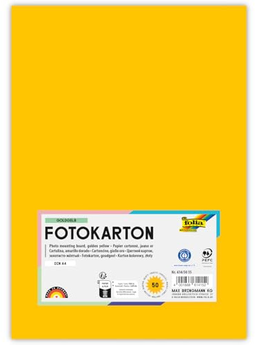Fotokarton, 50 Bogen, 300 g/qm, DIN A4 (Goldgelb)