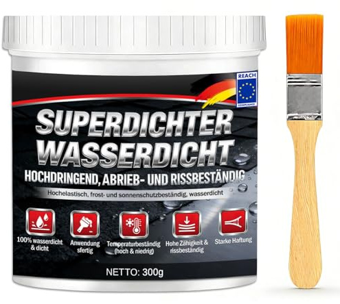 300g Premium Universal Dichtmasse Wasserdicht,Dichtungsmasse Wasserdicht, Haftstarker Wasserstop, Abdichtungsmasse, Flüssigkunststoff Abdichtung ideal für Regenrinne, Wand, Terrasse, KFZ etc