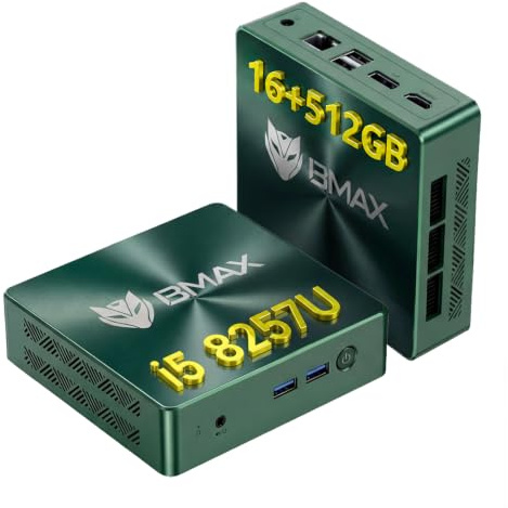 BMAX Mini PC,Intel Core i5-8257U(Beats 5300U/R2544/N150,3.9GHz),Win-11 Pro | 16GB DDR4 RAM 512GB NVMe SSD (Expansion to 32GB/4TB), Mini Computer 4K Dual Display, USB3.2/WiFi 6/BT5.0 for Office, Gaming