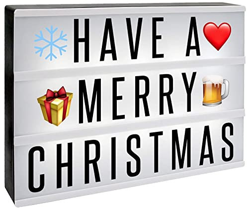 A4 Cinematic Light Box Sign - 205 Letters and Colour Emojis - USB or Battery Operated - USB Cable Included | Led Letters Board Decor, Novelty Gifts Christmas Birthdays | Pukkr